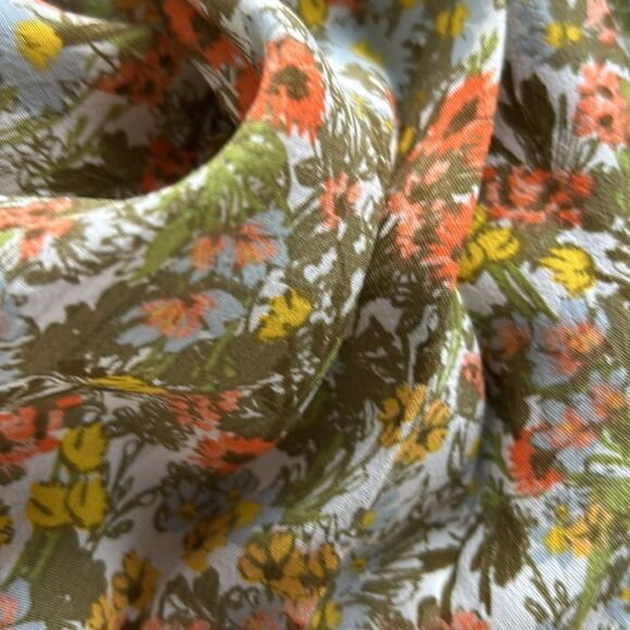 Land's End Dress midi lightweight ruffled collar brown white orange yellow small - Picture 8 of 16